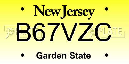 B67VZC New Jersey License Plate