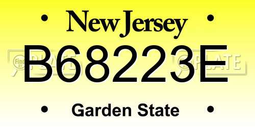 B68223E New Jersey License Plate
