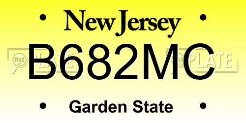 B682MC New Jersey License Plate