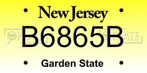 B6865B New Jersey License Plate