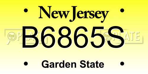B6865S New Jersey License Plate