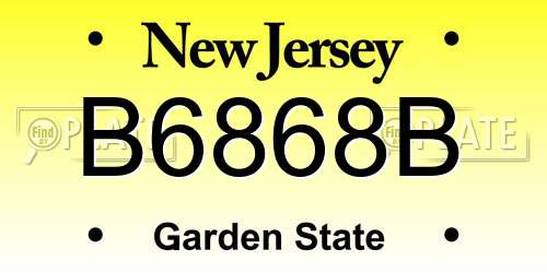 B6868B New Jersey License Plate