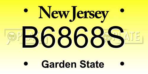 B6868S New Jersey License Plate