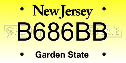 B686BB New Jersey License Plate