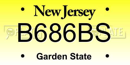 B686BS New Jersey License Plate