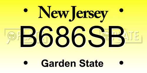 B686SB New Jersey License Plate