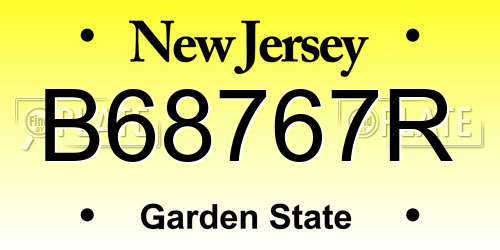B68767R New Jersey License Plate