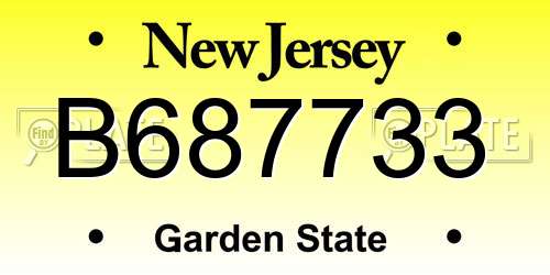 B687733 New Jersey License Plate