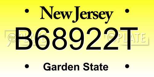 B68922T New Jersey License Plate