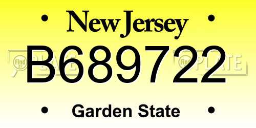 B689722 New Jersey License Plate