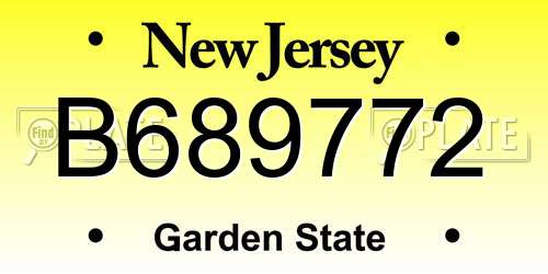 B689772 New Jersey License Plate