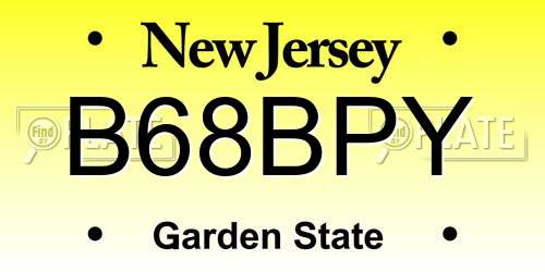 B68BPY New Jersey License Plate