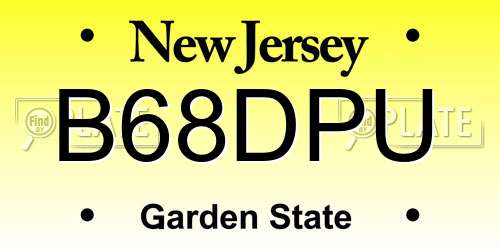 B68DPU New Jersey License Plate