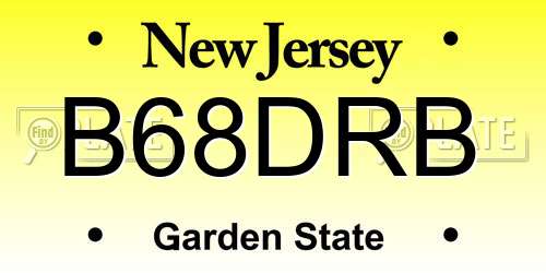 B68DRB New Jersey License Plate