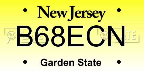 B68ECN New Jersey License Plate