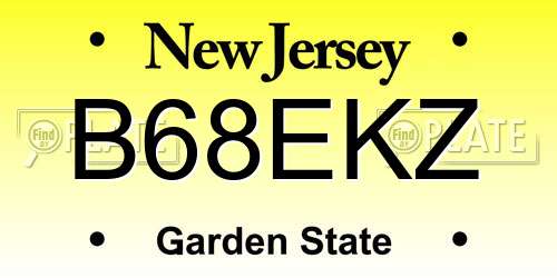 B68EKZ New Jersey License Plate