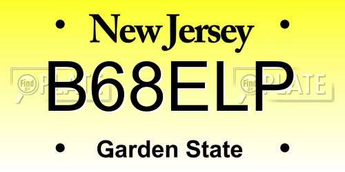B68ELP New Jersey License Plate