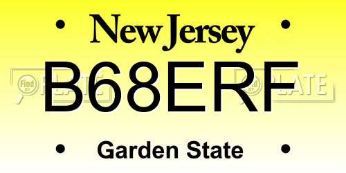 B68ERF New Jersey License Plate