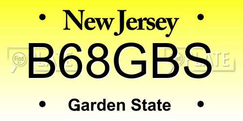 B68GBS New Jersey License Plate