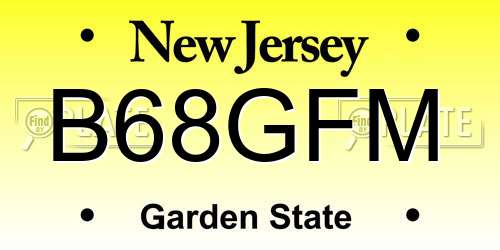 B68GFM New Jersey License Plate