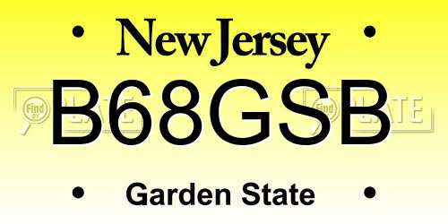 B68GSB New Jersey License Plate