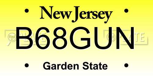 B68GUN New Jersey License Plate