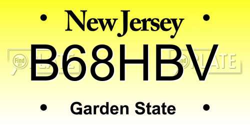 B68HBV New Jersey License Plate