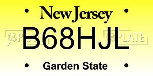 B68HJL New Jersey License Plate