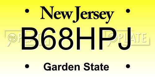 B68HPJ New Jersey License Plate