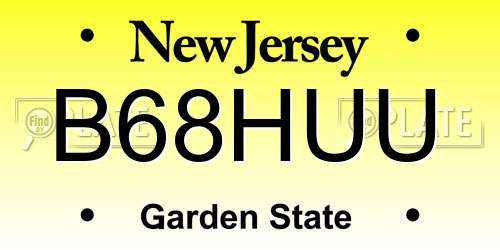 B68HUU New Jersey License Plate