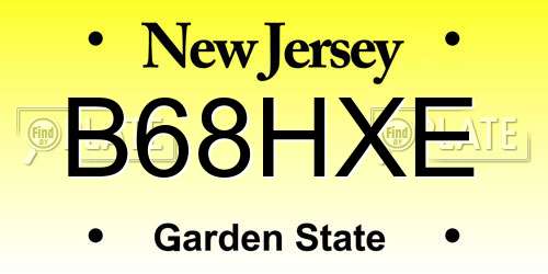 B68HXE New Jersey License Plate