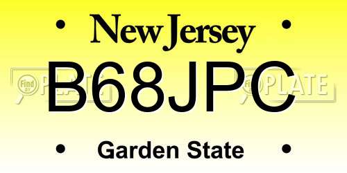 B68JPC New Jersey License Plate
