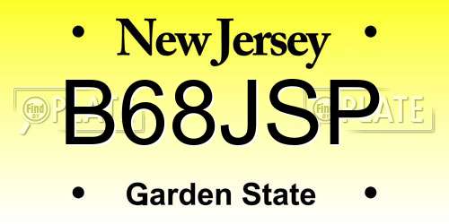 B68JSP New Jersey License Plate