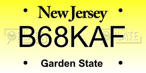 B68KAF New Jersey License Plate