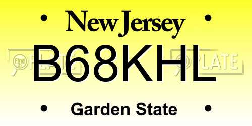 B68KHL New Jersey License Plate
