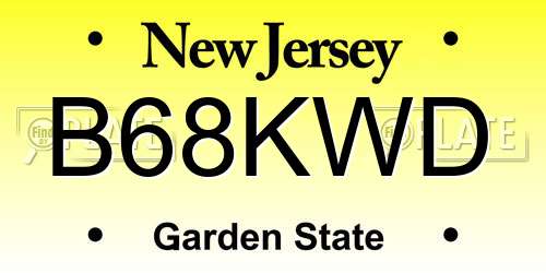 B68KWD New Jersey License Plate
