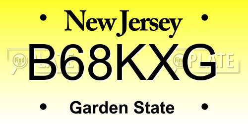 B68KXG New Jersey License Plate