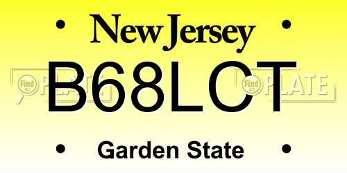 B68LCT New Jersey License Plate