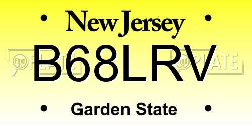 B68LRV New Jersey License Plate