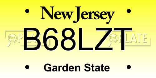 B68LZT New Jersey License Plate