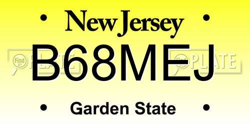 B68MEJ New Jersey License Plate