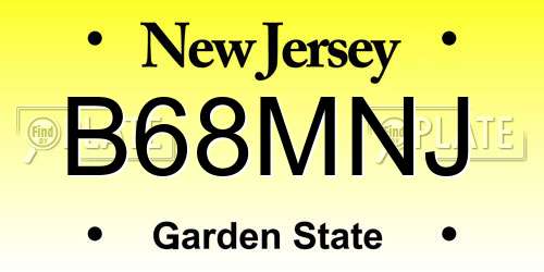B68MNJ New Jersey License Plate