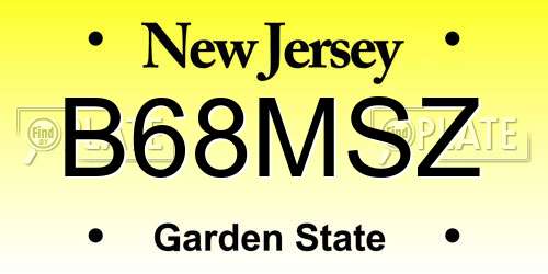 B68MSZ New Jersey License Plate