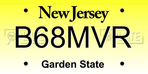 B68MVR New Jersey License Plate