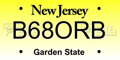 B68ORB New Jersey License Plate