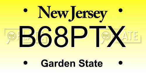 B68PTX New Jersey License Plate