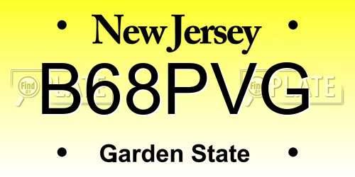 B68PVG New Jersey License Plate