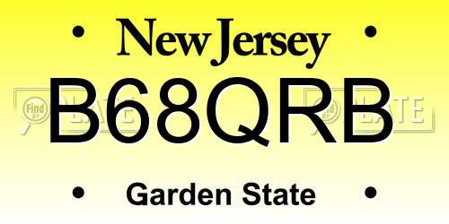 B68QRB New Jersey License Plate