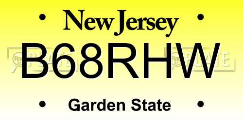 B68RHW New Jersey License Plate