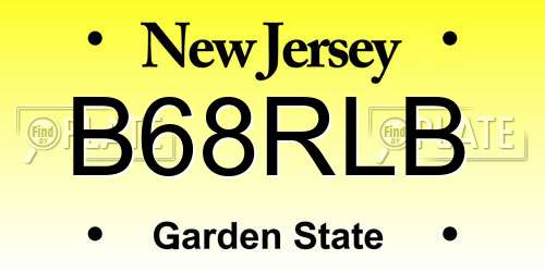 B68RLB New Jersey License Plate